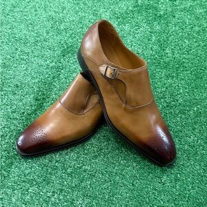 Magnanni Ress Monk Strap Leather Strap Dress Shoes